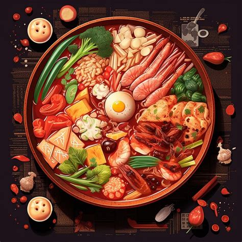 Premium Photo Chinese Cuisine Meat Hot Pot Illustrated Picture