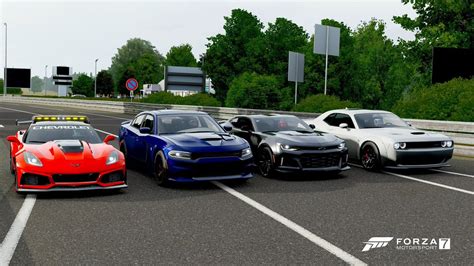 Forza 7 Drag Race Dodge Challenger Redeye Replica Vs Charger Hellcat Vs Zl1 Vs Corvette C7