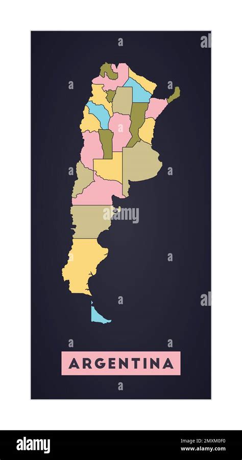 Argentina Map Country Poster With Regions Shape Of Argentina With