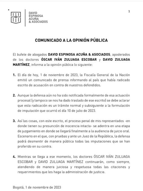 Defensa De Óscar Iván Zuluaga Y Su Hijo Aseguró Que Demostrará Su