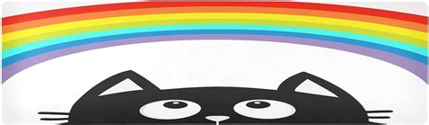 Freeamg Cute Black Cat Pot Holders Durability Trivets For Hot Pots And Pans Waterproof Rainbow