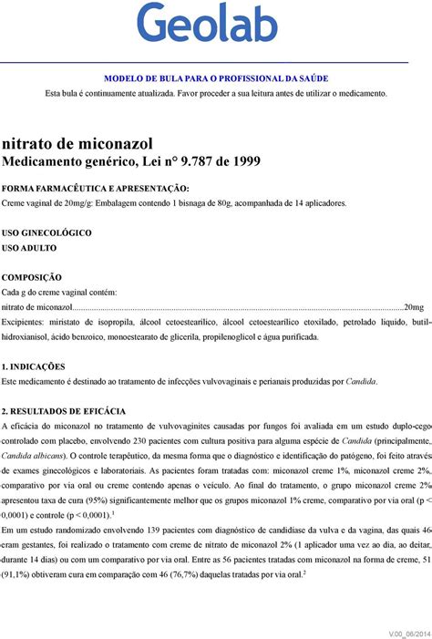 Nitrato De Miconazol Geolab Indústria Farmacêutica Sa Creme Vaginal