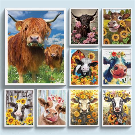 Full Embroidery Eco Cotton Thread 11CT Printed Cow Cross Stitch Kit