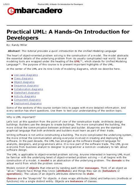 Practical Uml A Hands On Introduction For Developers Pdf Pdf Use Case Class Computer