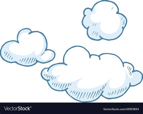 Doodle Big Set Hand Drawn Clouds Royalty Free Vector Image