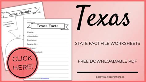 Texas Worksheets State Facts And Symbols Usa Unit Study