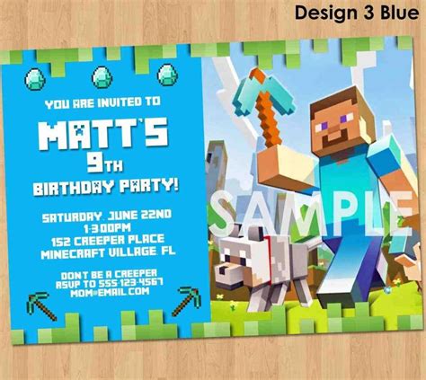 Printable Minecraft Invitations Customize And Print