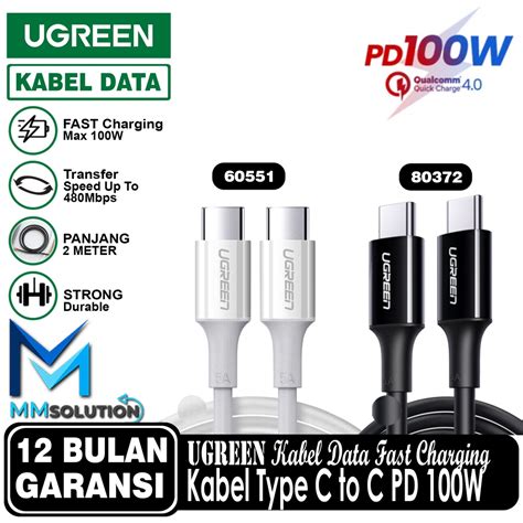 Jual Ugreen Kabel Data Usb Type C To Type C Pd Fast Charging W