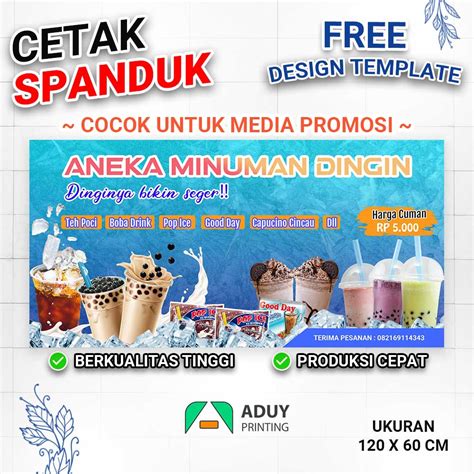 Spanduk Banner Aneka Minuman Dingin Teh Poci Pop Ice Boba Drink Juice