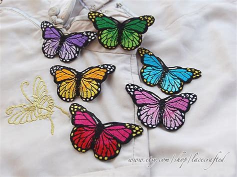 4 Pieces Colorful Butterfly Embroidery Appliques Cotton