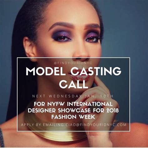 Looking for models for the upcoming NYC Fashion Week! If interested ...