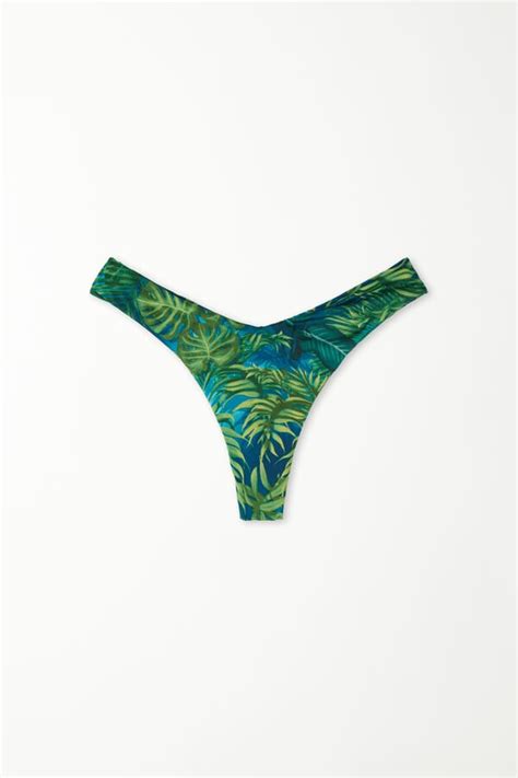 Braguita de bikini brasileña de corte alto Emerald Jungle Corte brasileño Mujer Tezenis
