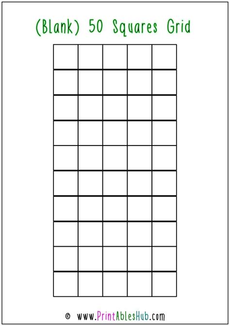 Free Printable Blank 50, 100, & 200 Squares Grid Templates [PDF ...