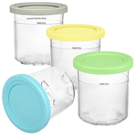 4 Piece Ice Cream Pint Container Replacement Parts PP for Ninja Creami ...