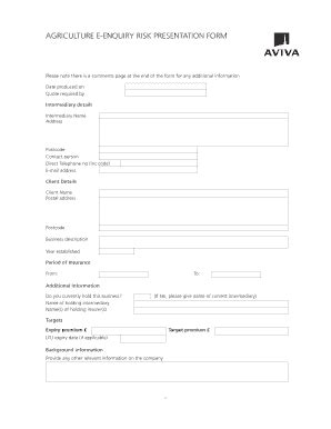 Fillable Online Higos Co Agriculture E Enquiry Risk Presentation Form