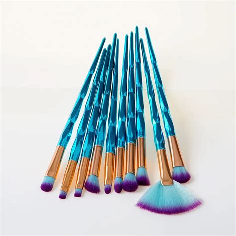 Jiefuxin Pcs Diamond Makeup Brushes Peacock Blue Mermaid Eyeshadow