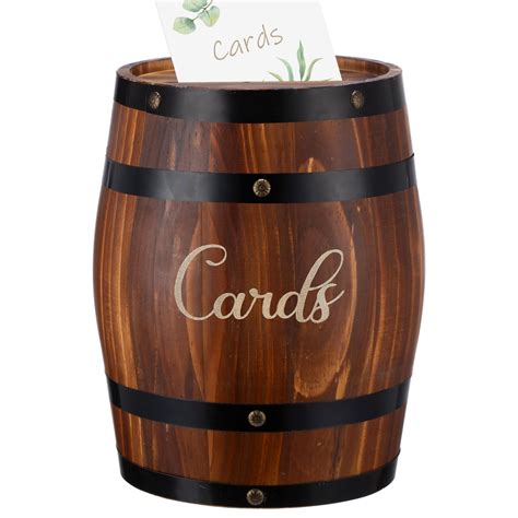 Menkxi Wedding Oak Whiskey Barrel Card Box With Slot Gift Card Box