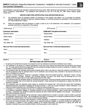 Fillable Online Srdp Debarment Certification Form Fax Email Print