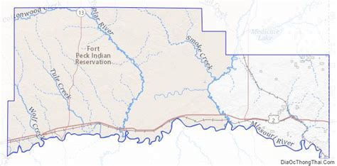 Map of Roosevelt County, Montana - Thong Thai Real