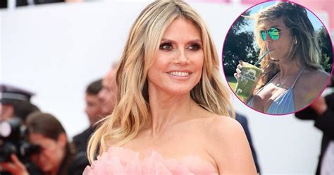 Heidi Klum Stuns In Busty Bikini While Slurping Smoothie In Pool Photo