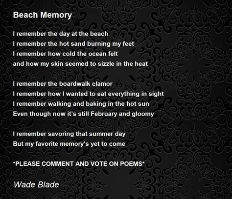 Beach Memory - Beach Memory Poem by Wade Blade