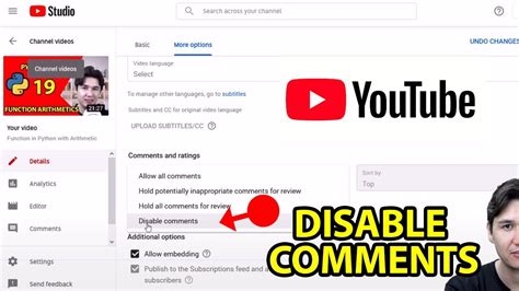 How To Disable Comments On YouTube 2021 YouTube