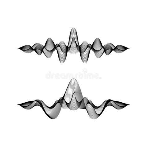 Set Of Waveforms Isolated On White Background Vector Illustration