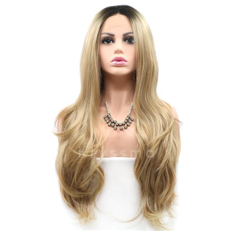 OMBRE BLONDE STRAIGHT SYNTHETIC LACE FRONT WIGS KATIE Kryssma Official Site