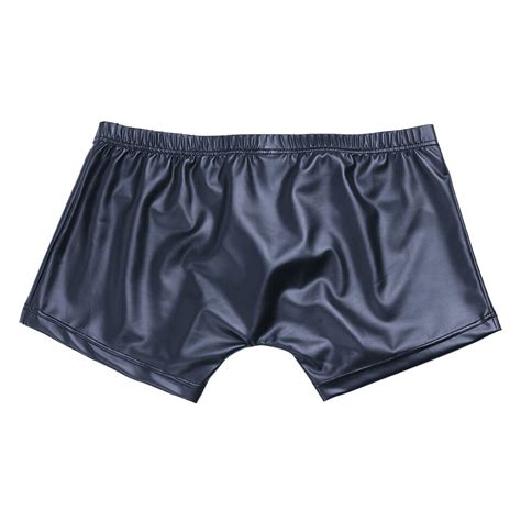 Men S Faux Leather Boxer Briefs Wetlook G String Jock Strap Bikini Underpants Ebay