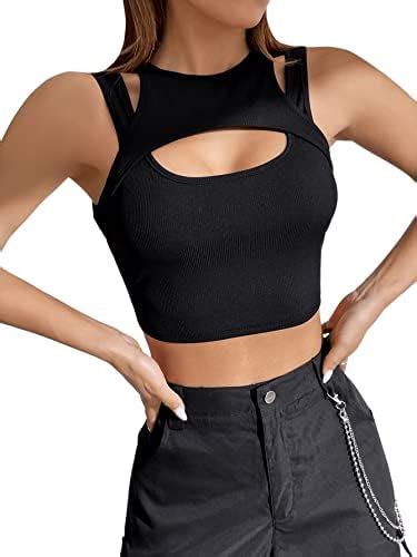 Gorglitter Crop Tank Top Damen Y2k Cut Out Top Bauchfreie Tops Mit