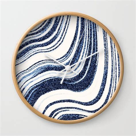 Textured Marble Indigo Blue Wall Clock Blue Wall Clocks Blue Walls