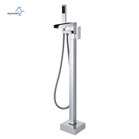 Aquacubic Freestanding Tub Filler Waterfall Bathtub Faucet Floor Mount