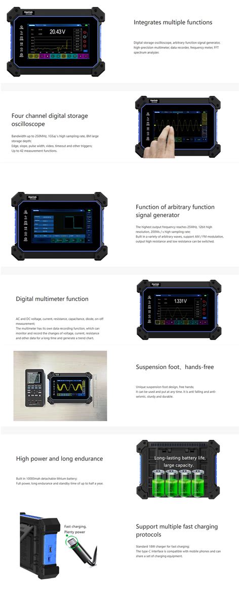 Hantek TO1112D Touchscreen Digitale Oszilloskop 2 Kanäle 110Mhz Hanheld ...