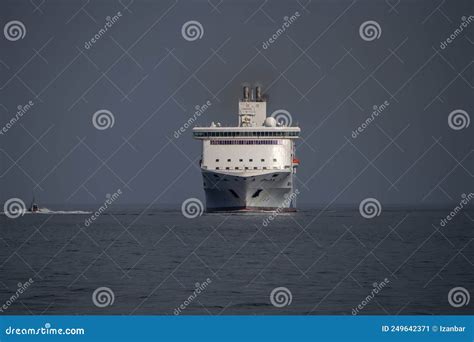 Ferry Ship Frontal View While Entering Harbor Stock Image Image Of