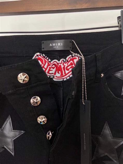 Buy Replica Amiri Chemist Leather Stars Jeans In Black Buy Designer