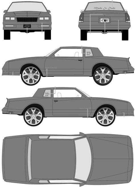 1986 Chevrolet Monte Carlo Donk Coupe Blueprints Free Outlines