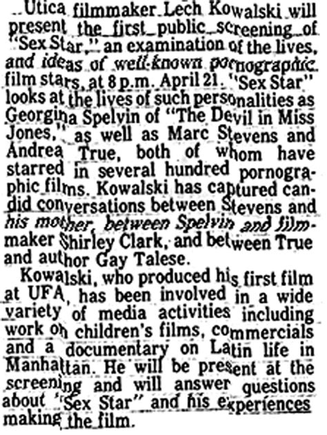Are Porn Films Documentaries Lech Kowalskis Sex Star 1976 And Walter And Cutie 1977