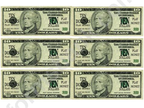 10 Dollar Bill Printable