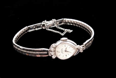 Lot Ladies 14k White Gold Elgin Watch