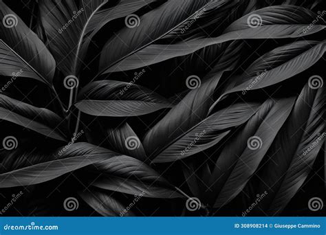 Texturas De Hojas Negras Abstractas Para Fondo De Hoja Tropical Stock