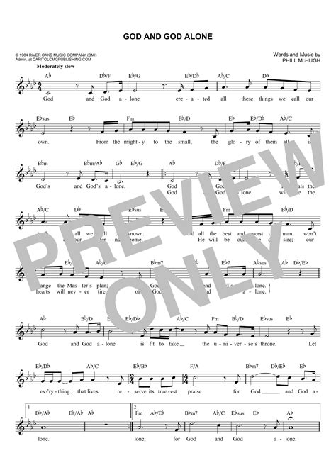 Phill McHugh "God And God Alone" Sheet Music for Easy Lead Sheet / Fak ...