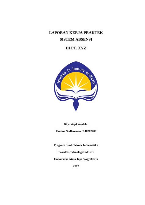 PDF LAPORAN KERJA PRAKTEK SISTEM ABSENSI DI PT XYZ 3 KATA