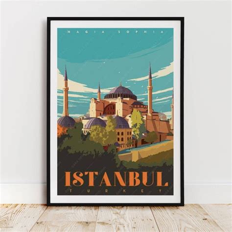 Istanbul Turkey Vintage Travel Poster Poster Paper Or Canvas Etsy