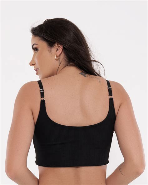 Top Básico em Algodão Canelado Preto Lori Clothing Moda Casual Feminina