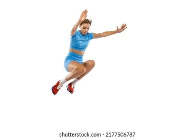 Triple Jump Technique Young Professional Female Stock Photo 2177506787 ...