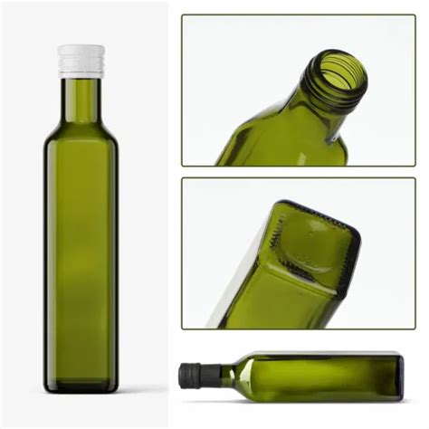 Food Grade 250ml 500ml 750ml 1000ml Square Dark Green Marasca Glass