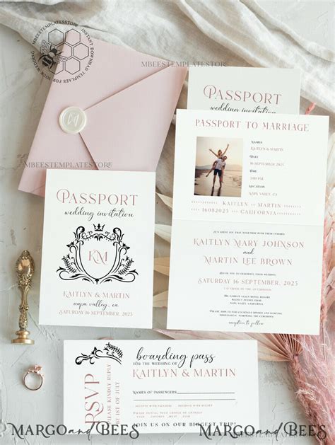 Passport Wedding Invitation Template Instant Download Destination