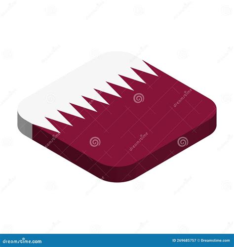 Rounded Square Isometric Vector Flag Of Qatar Stock Vector