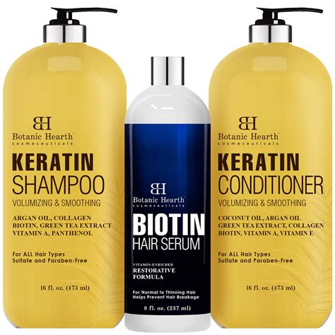 Botanic Hearth Keratin Shampoo And Conditioner Set 16 Fl Oz Each And Biotin Hair