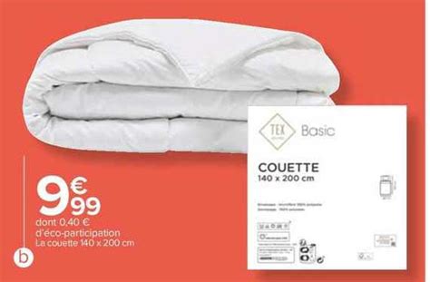 Promo La Couette 140 X 200 Cm Tex Home Basic Chez Carrefour Market